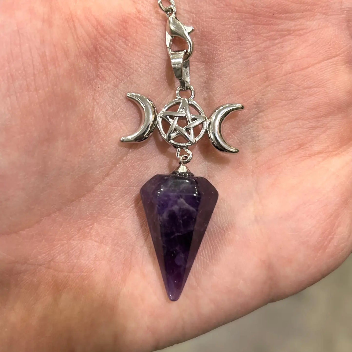 Triple Moon Gemstone Pendulums Amethyst