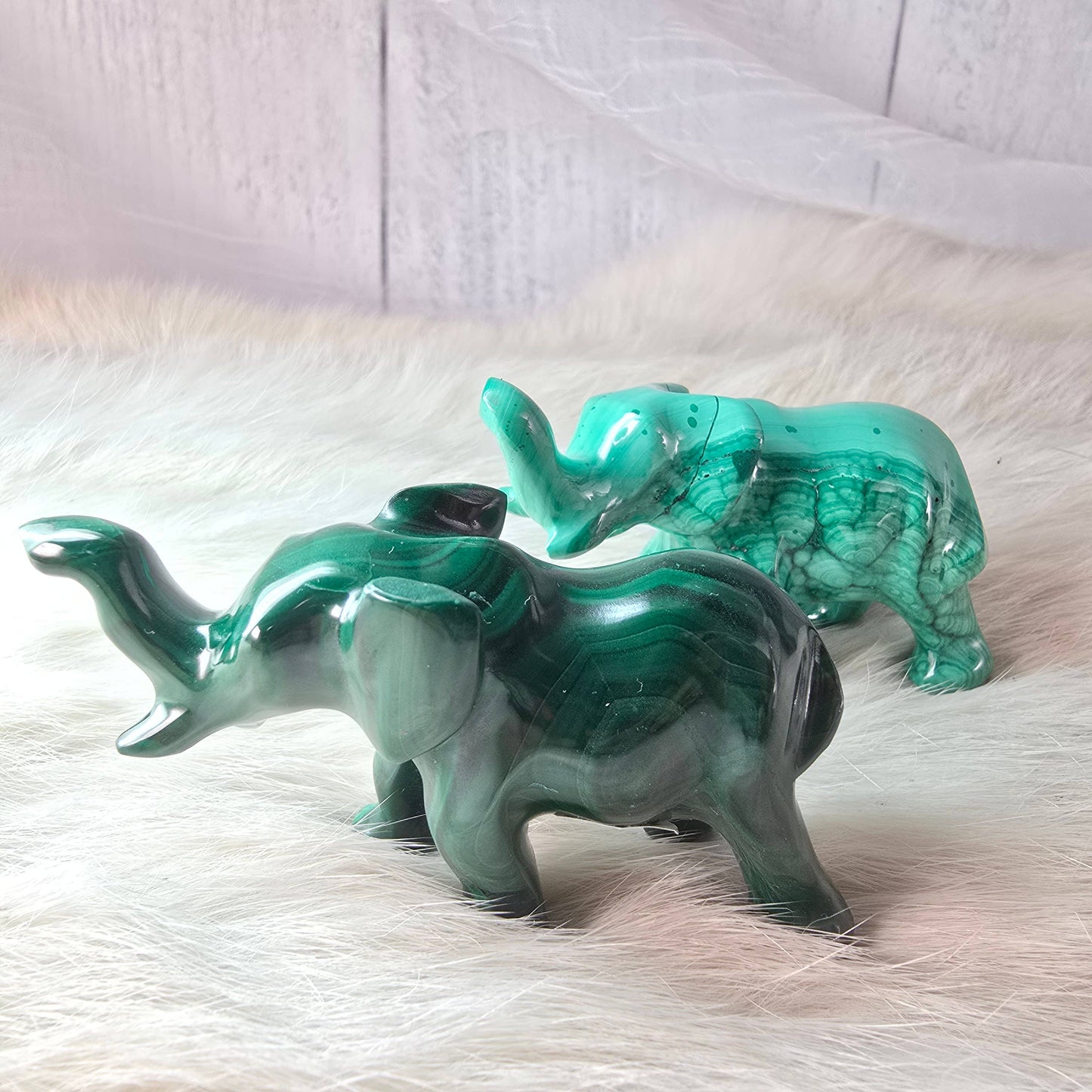 Malachite Elephant Crystal Carving ~ Polished Crystals