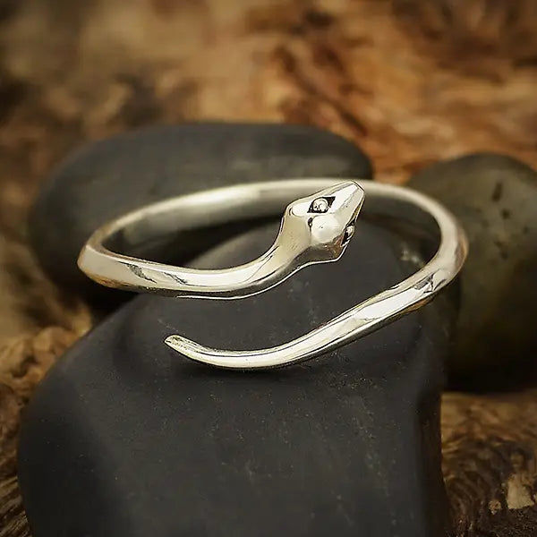 Adjustable Simple Snake Ring - Sterling Silver