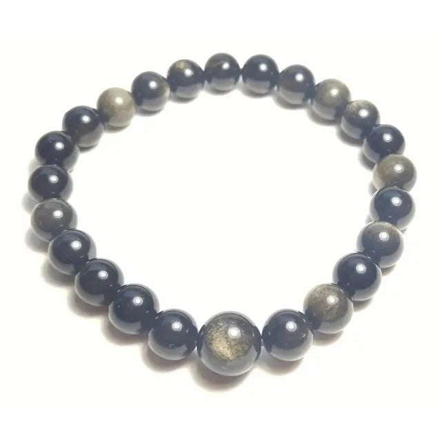 Gold Sheen Obsidian Beaded Bracelet - Wrist Mala - 8mm