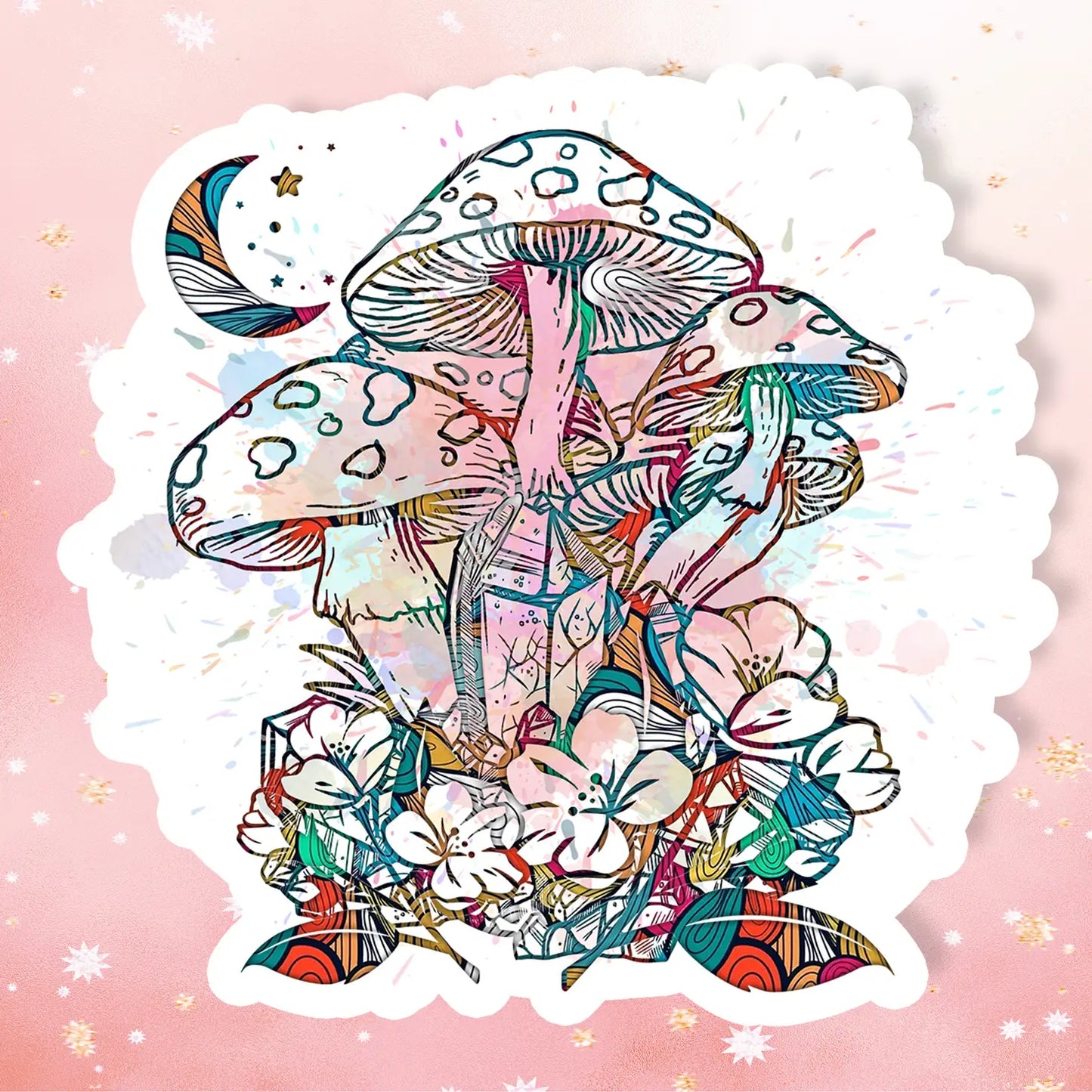 Mushroom Moon Sticker