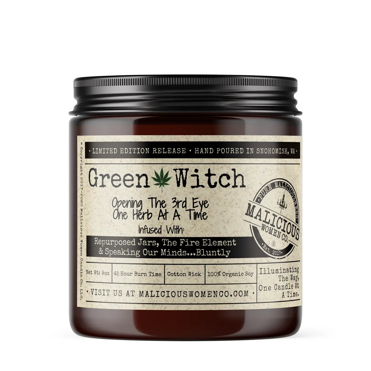 Green Witch Candle- Scent: Exotic Hemp