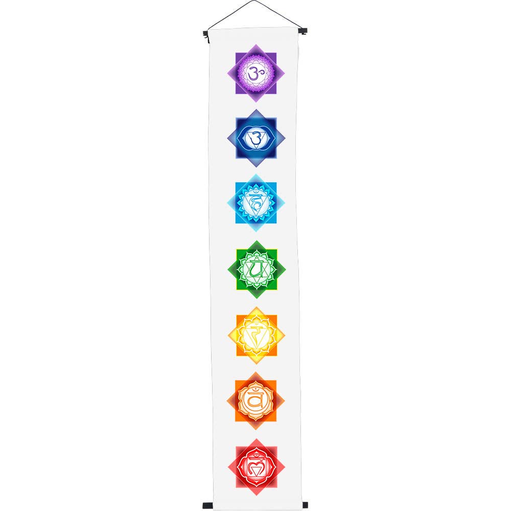 Cotton Printed Banner Chakras White