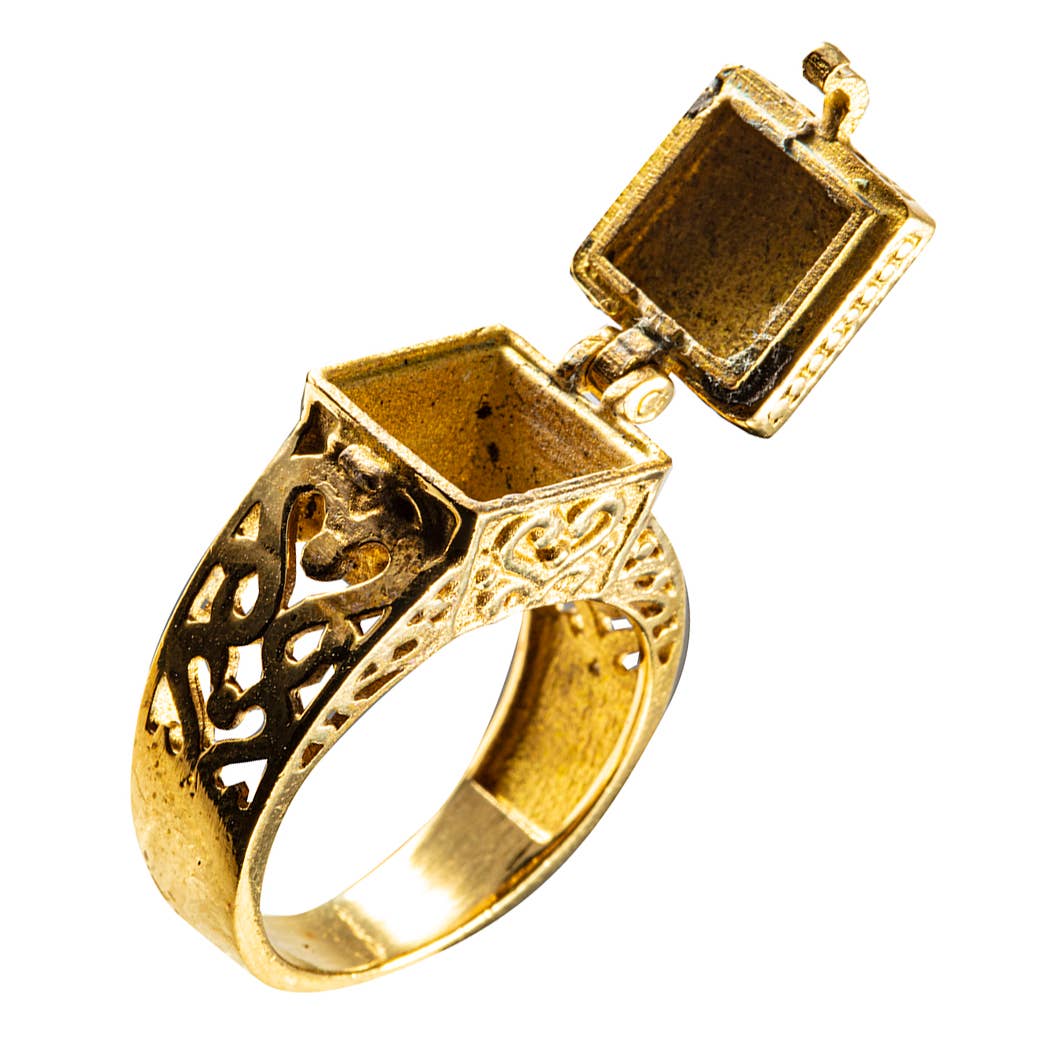 Heart Brass Poison Ring Size 9
