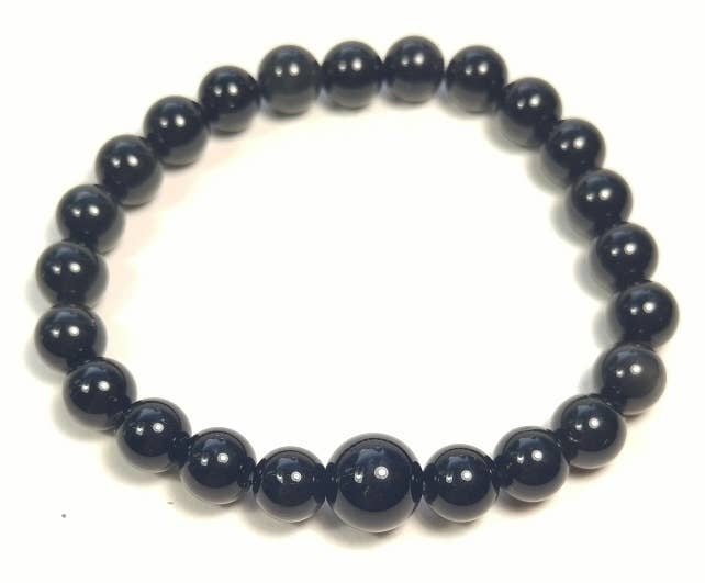 Black Obsidian Stretchy Beaded Bracelet - Wrist Mala 8mm