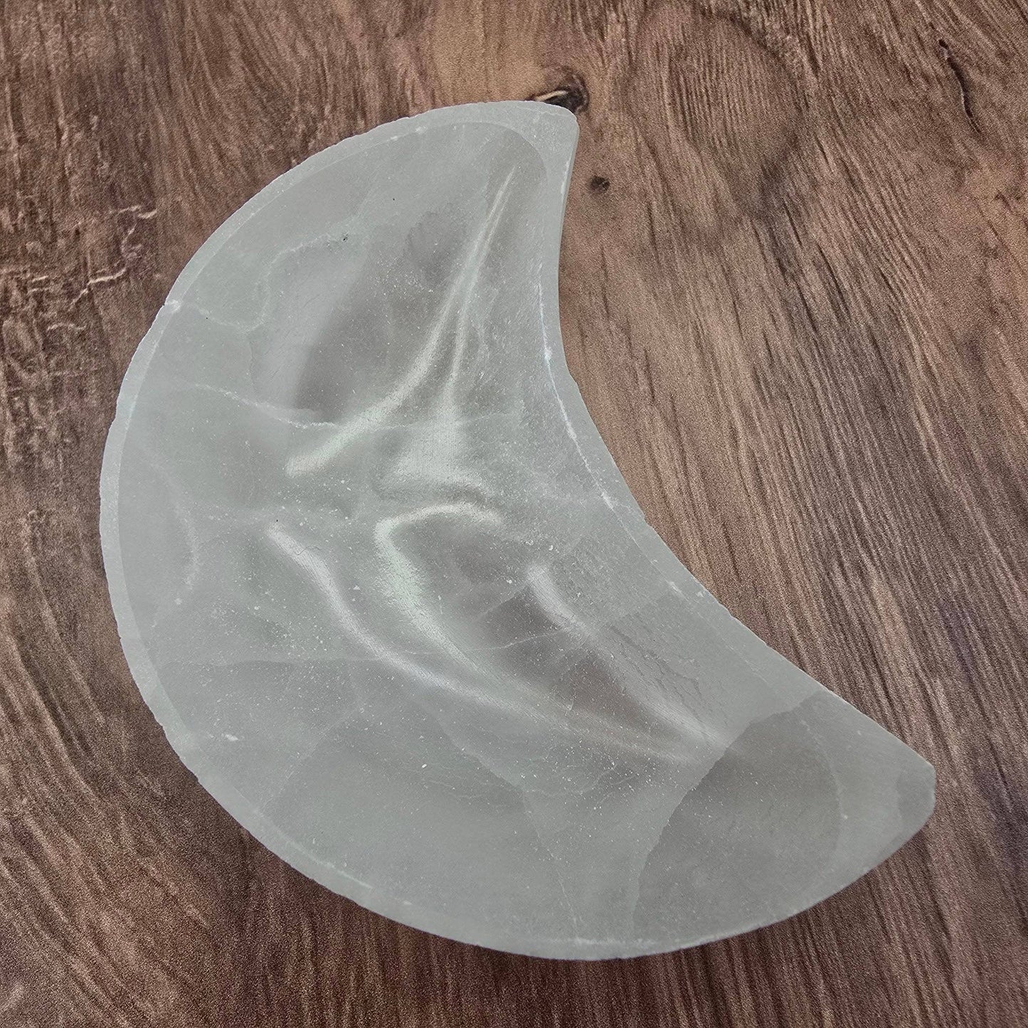 9-10cm Selenite Moon Bowl ~ Polished Crystal Shapes