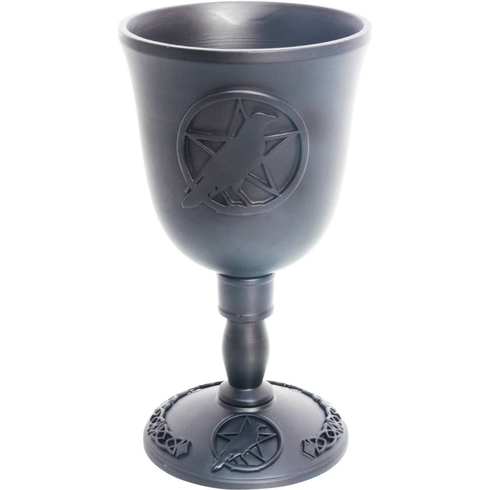 Cast Iron Raven Pentacle Chalice – Triquetra Ritual Goblet for Altar & Spellwork