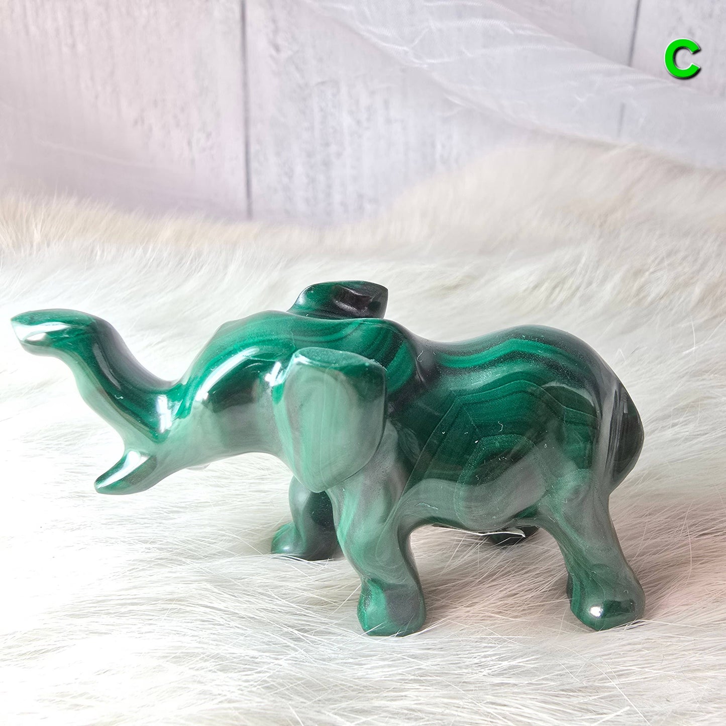 Malachite Elephant Crystal Carving ~ Polished Crystals