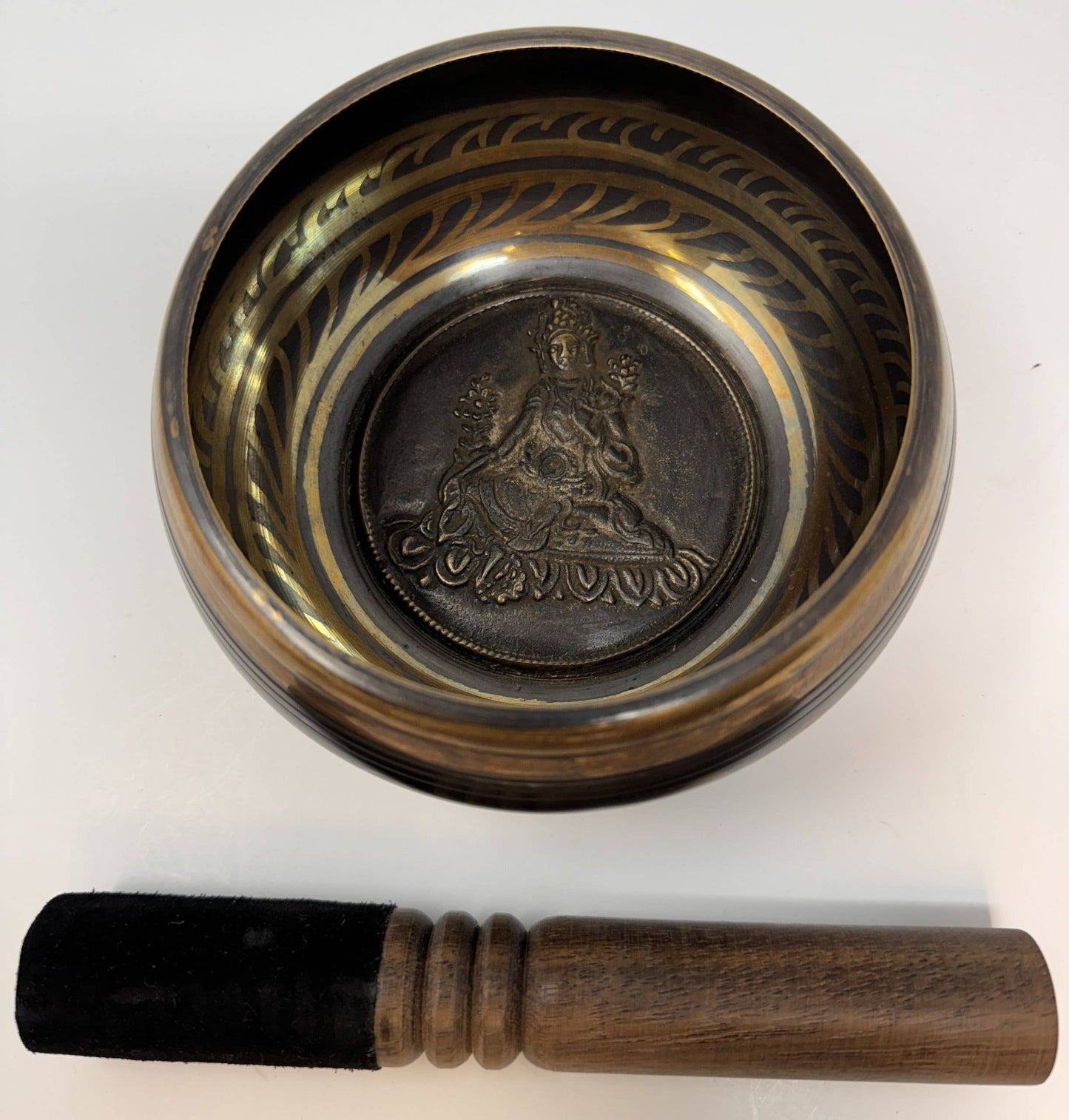 4.25 Inch Black Mantra Bowl – Tara Carving
