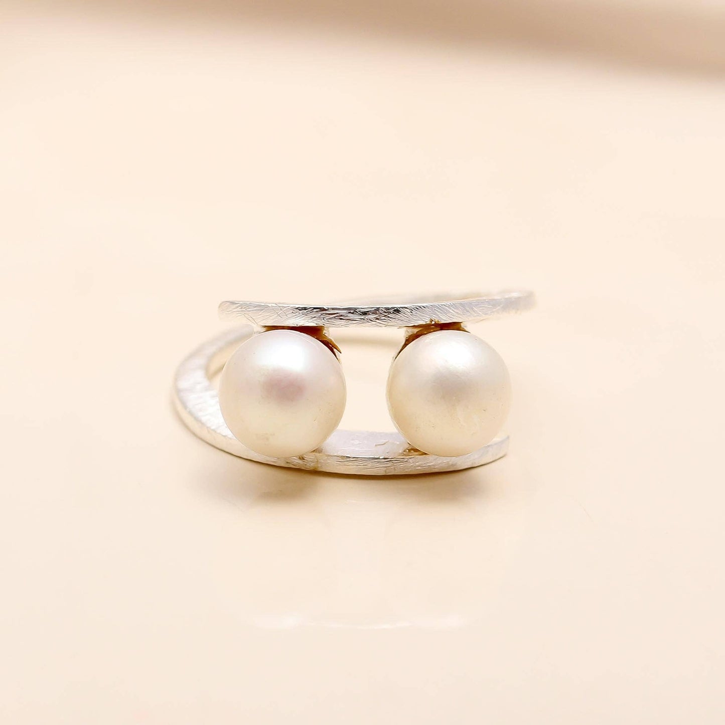 925 Silver Pearl Wrap Open Ring Size 7