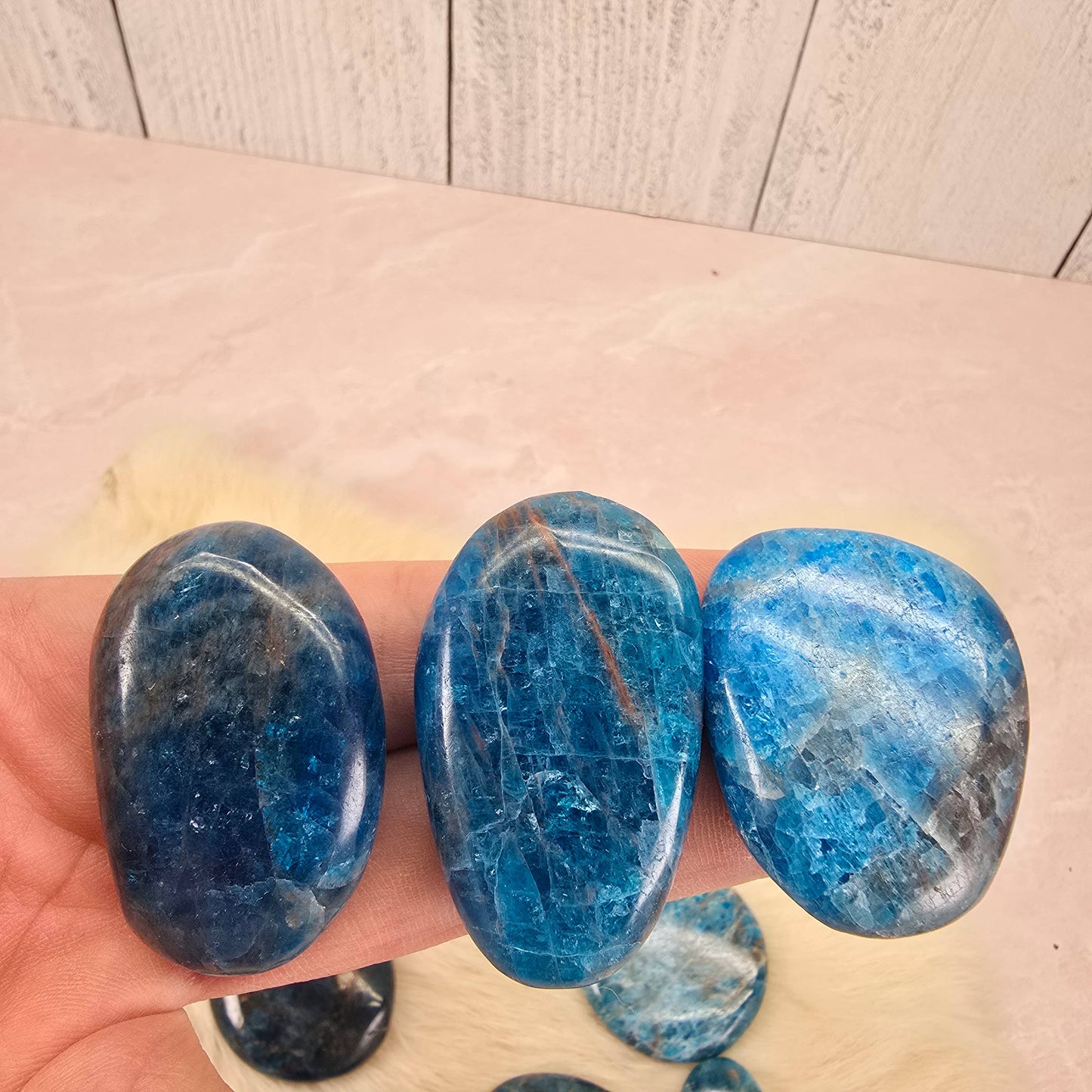 .5 Kg Blue Apatite Flat Palm Stone ~ Bulk Crystals