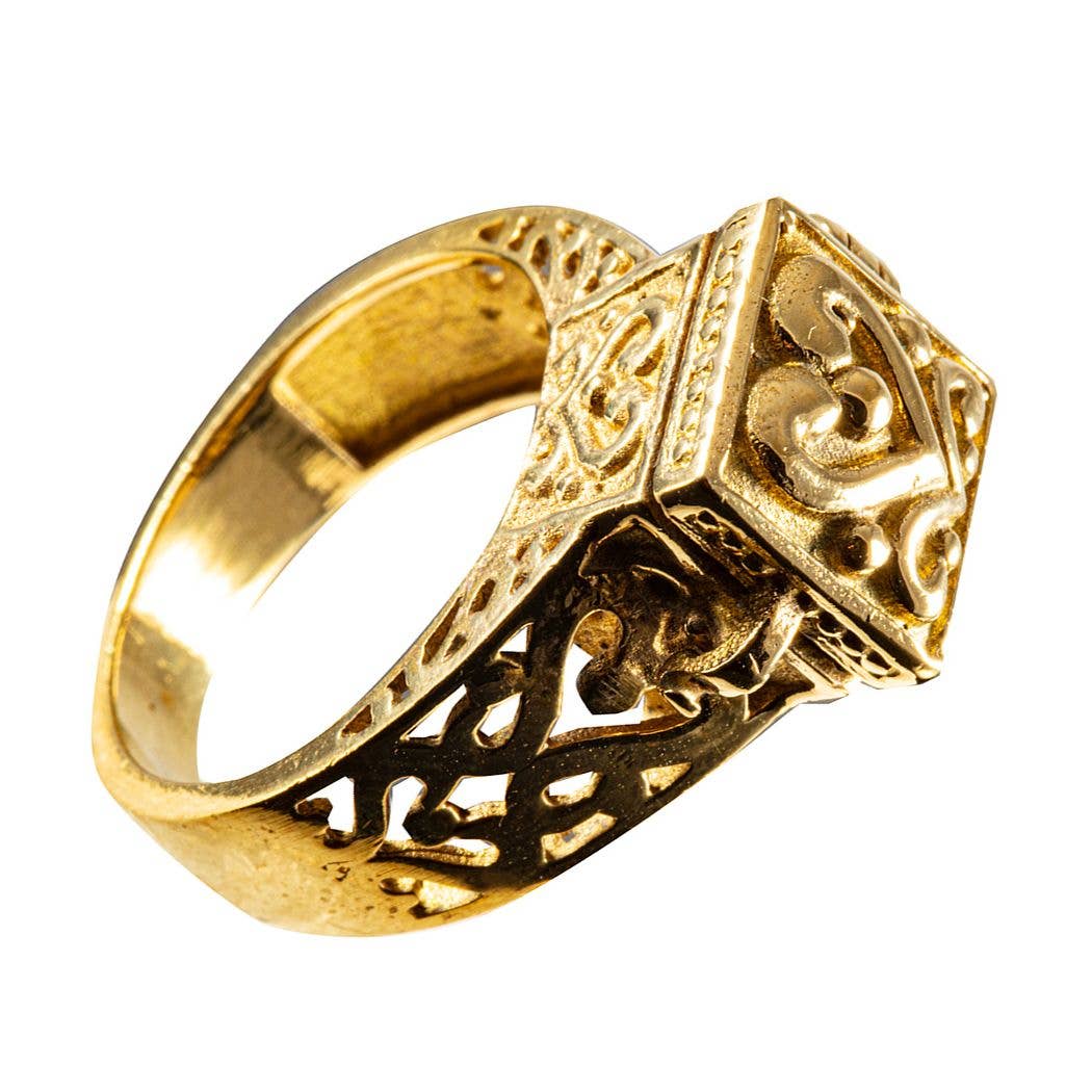 Heart Brass Poison Ring Size 9