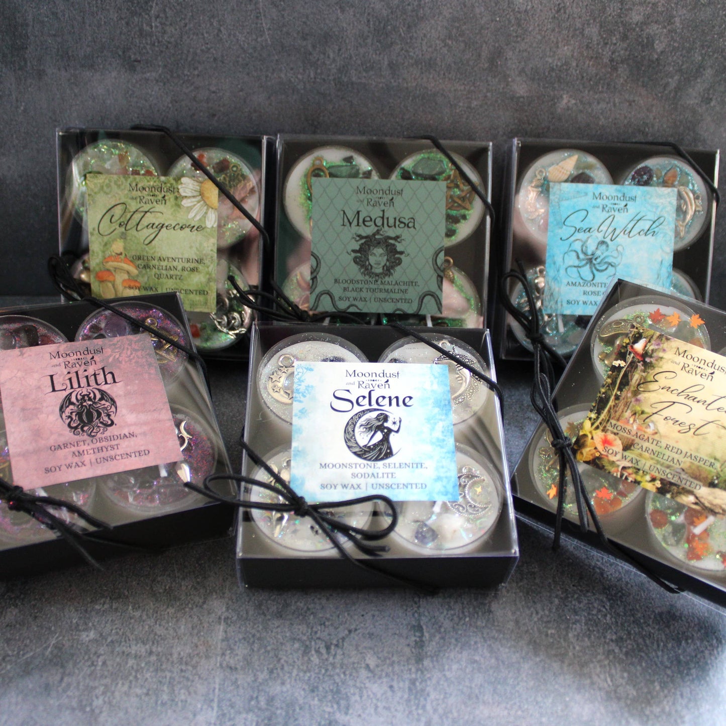 Medusa Tealight Crystal Candles, Ritual Candles