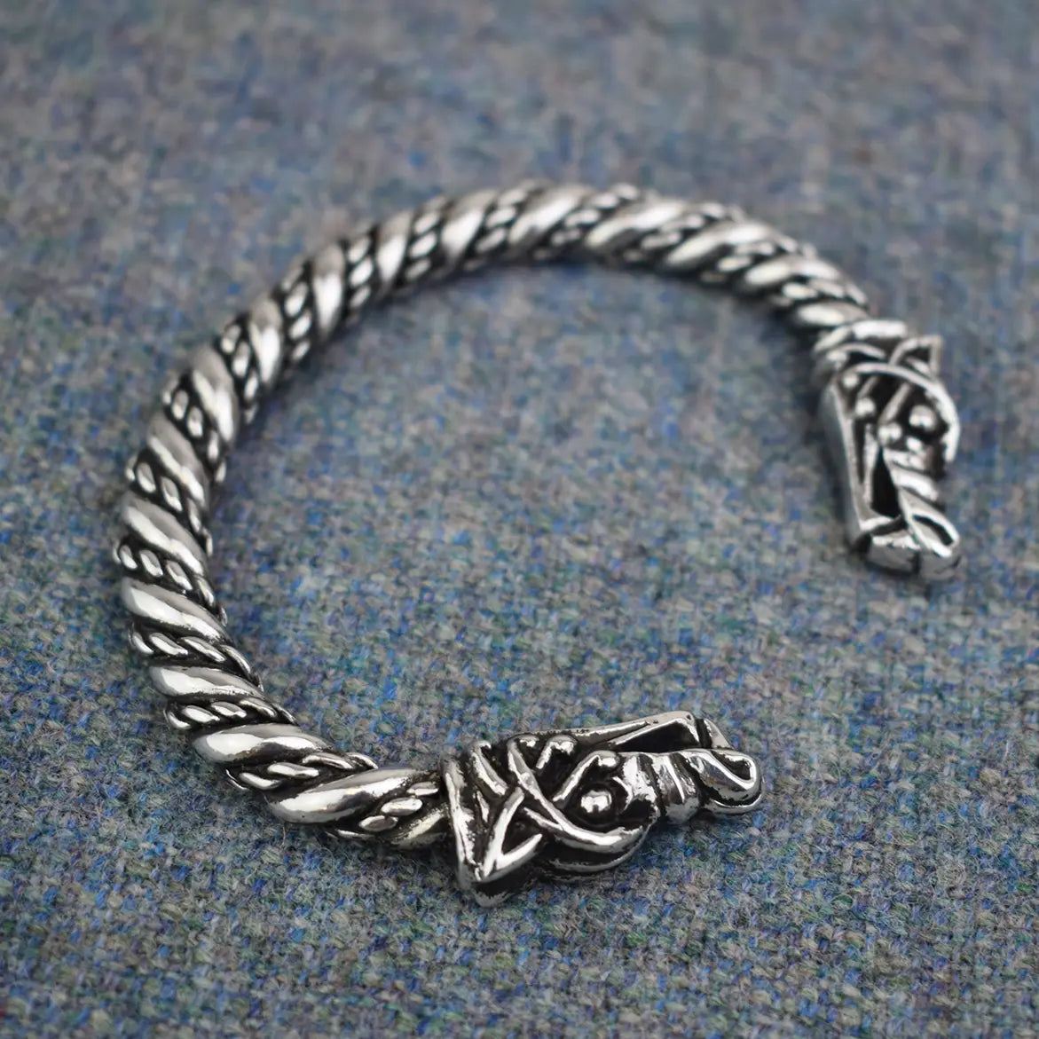 Large Pewter Viking Wolf Bracelet