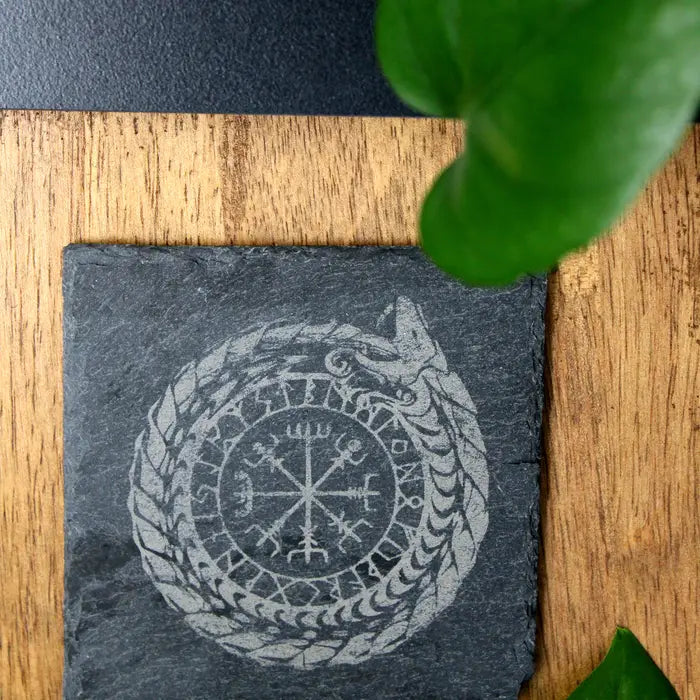 Nordic Ouroboros Engraved Slate Coaster
