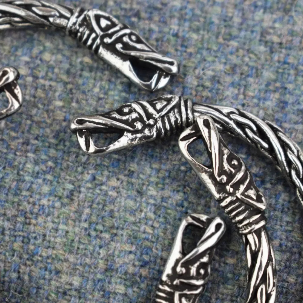 Pewter Small Dragon Head Viking Bracelet