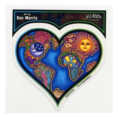 Earth Heart Sun Moon Stained Glass Look Window Sticker