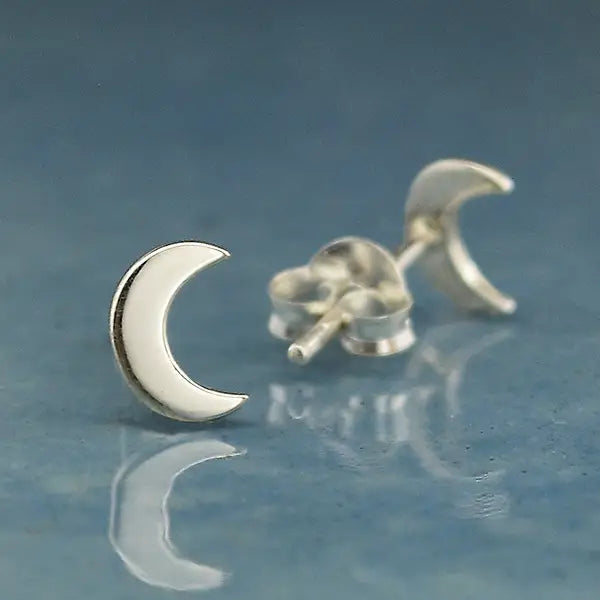 Crescent Moon Post Earrings 7x5mm Sterling Silver