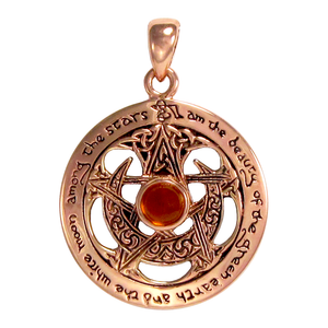 Copper Moon Pentacle Pendant Amber