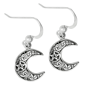 Earrings Horned Moon Pentacle