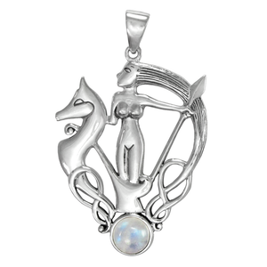 Sterling Morrigan Pendant with Rainbow Moonstone