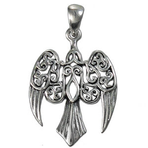 Sterling Small Morrigan Raven Pendant