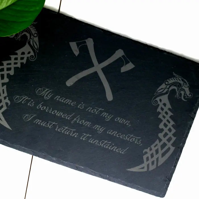 12" Slate Viking Ancestor Quote Engraved Trivet