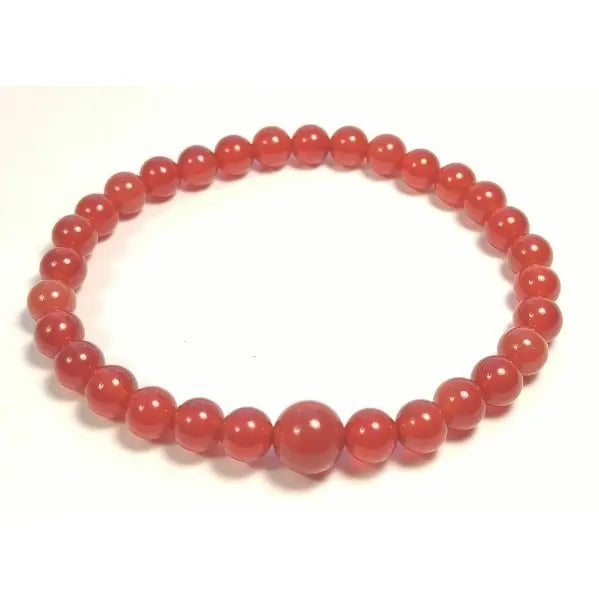 Carnelian Stretchy Beaded Bracelet - Wrist Mala - 6mm