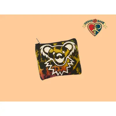 Grateful Dead Dancing Bear Face Tye Dye Cotton Coin Purse