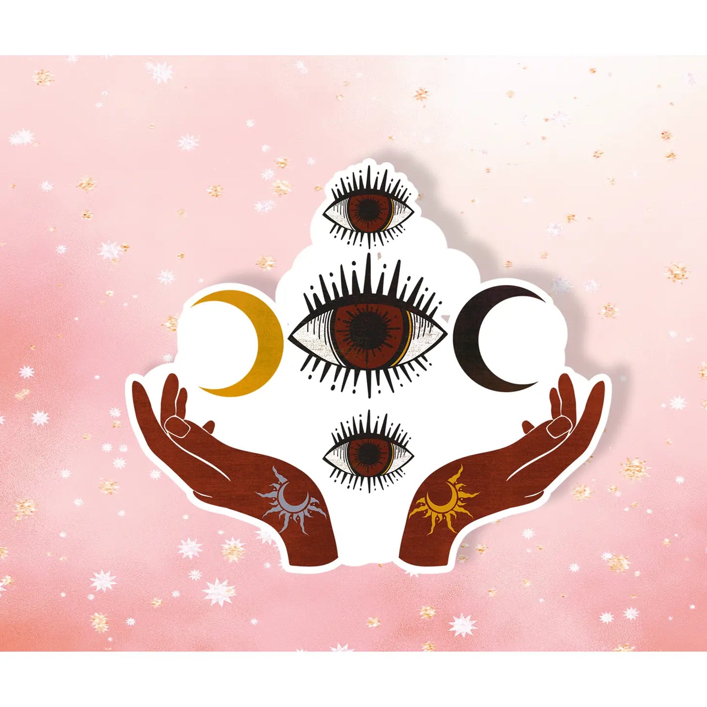 Boho Eye Hand Moon Vinyl Sticker Metaphysical Intention