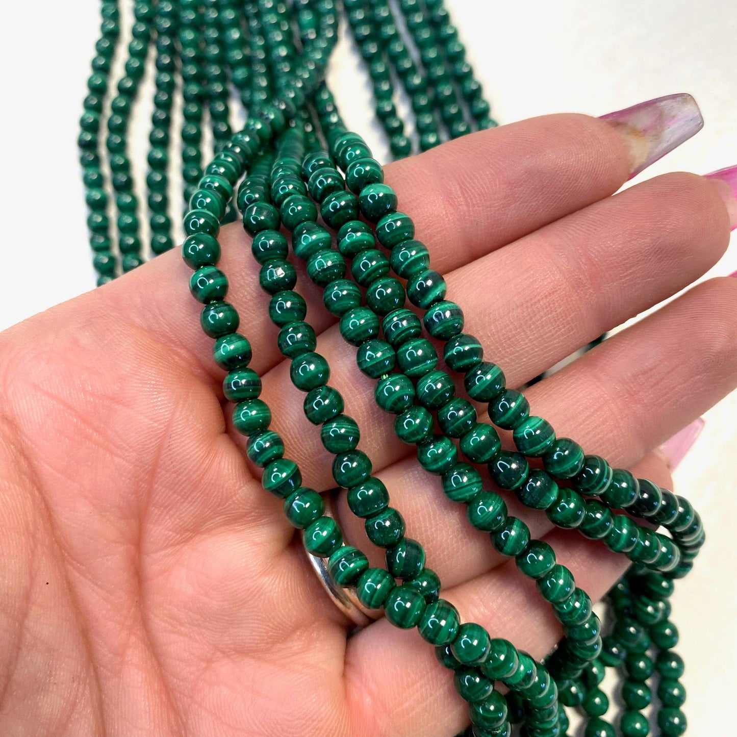 4mm Round Malachite Bead