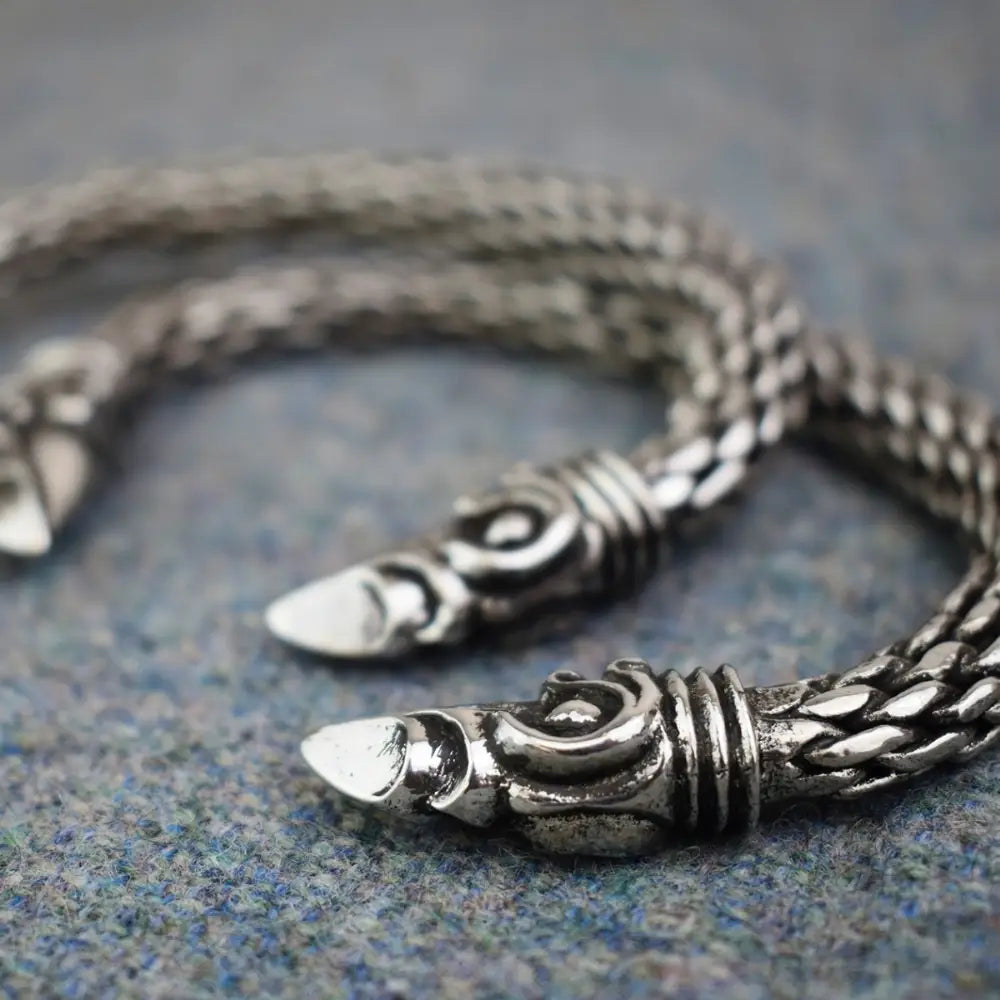 Chunky Pewter Odin's Raven Viking Bracelet
