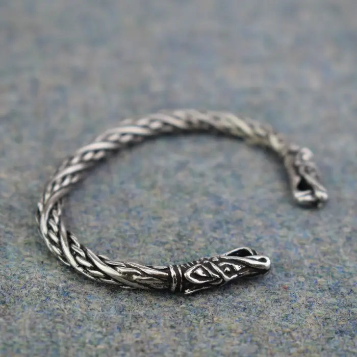 Pewter Small Dragon Head Viking Bracelet