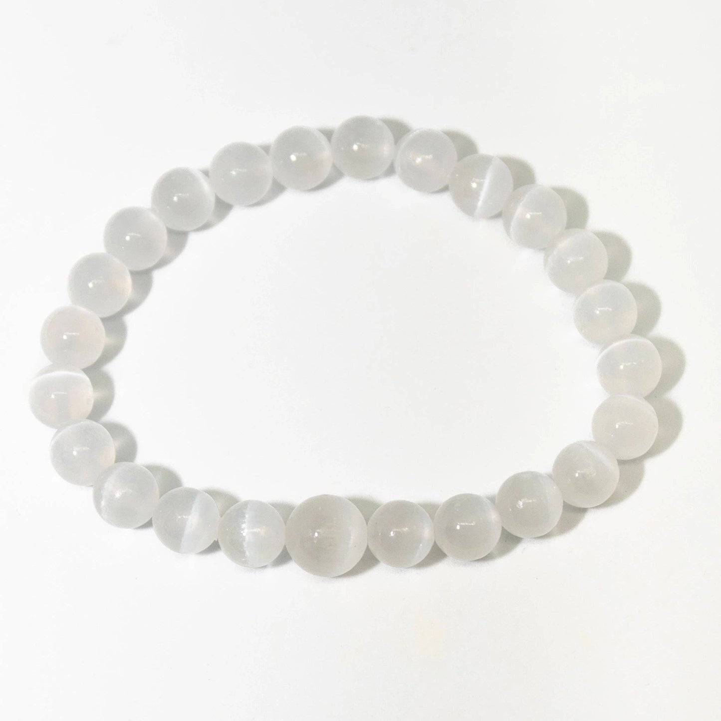 Selenite Stretchy Beaded Bracelet - Wrist Mala - 8mm