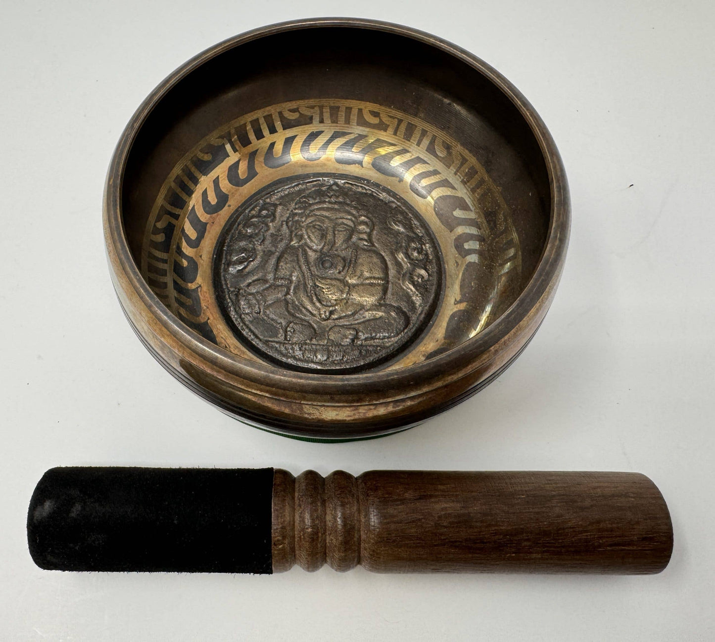 4.50 Inch Black Mantra Bowl -Ganesh Carving