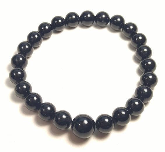 Black Tourmaline Beaded Bracelet 4mm - Small Wrist