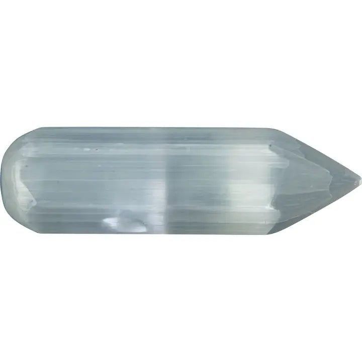Massage Wand Faceted Small White Selenite