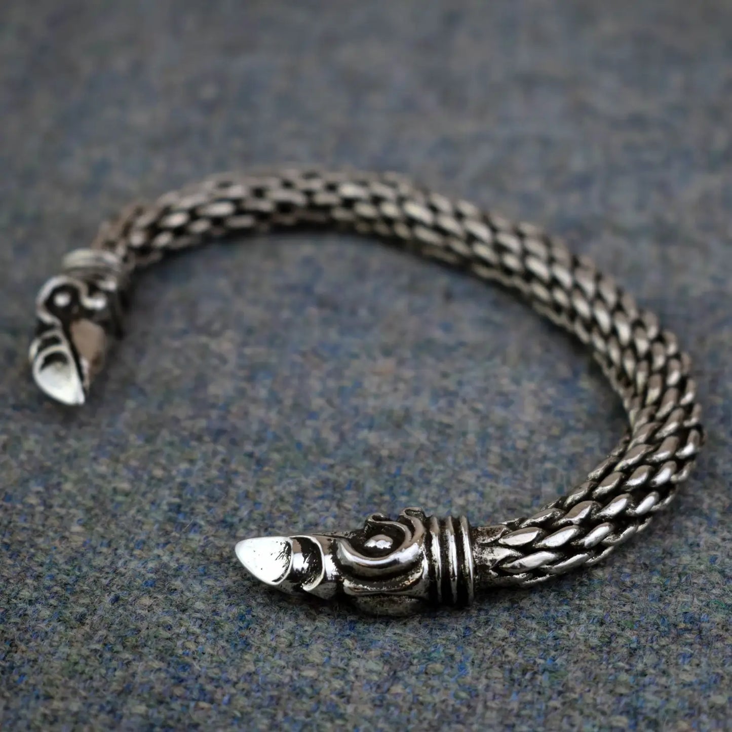 Chunky Pewter Odin's Raven Viking Bracelet
