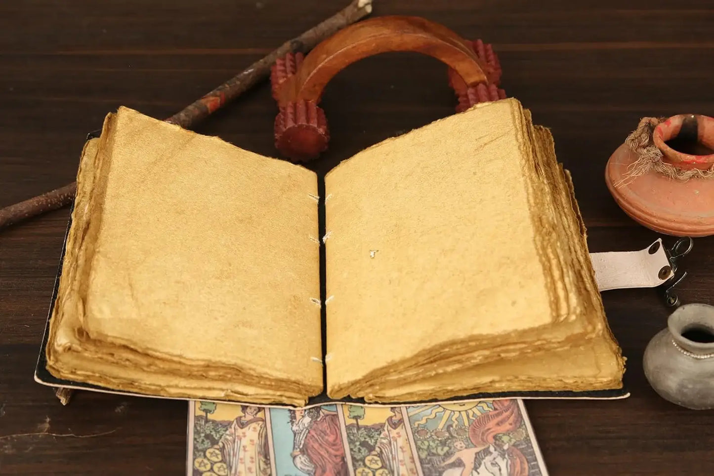 Vintage Leather Journal Notebook Diary with Moon Print