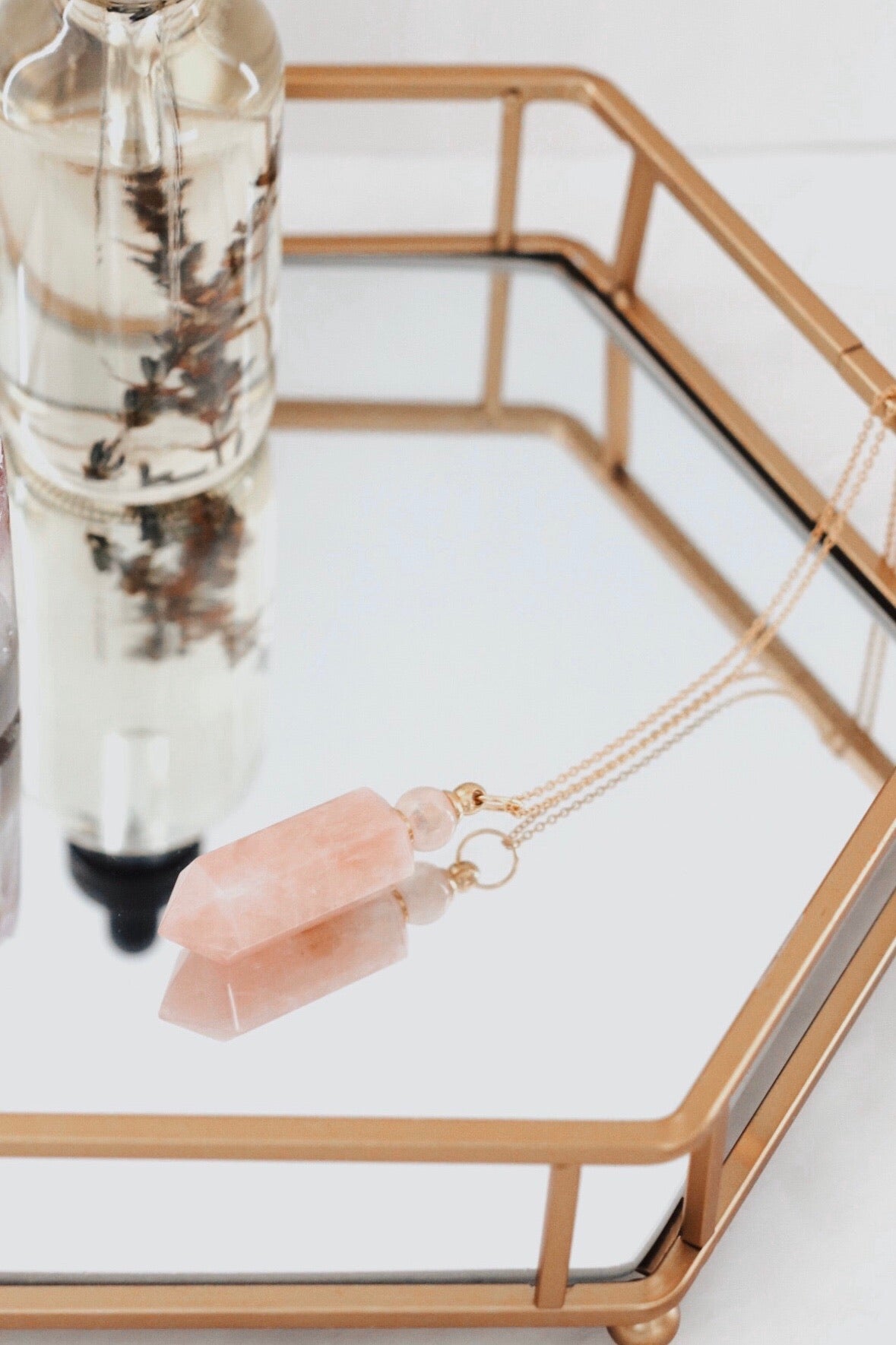 Potion bottle necklace | rose quartz by Terra Luna Sol