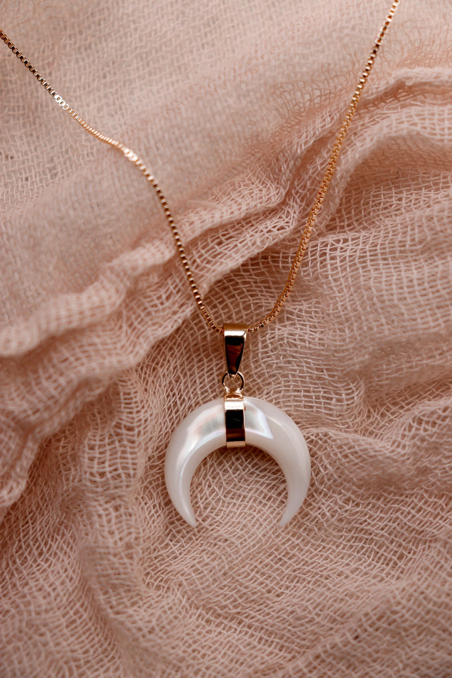 Mother of pearl crescent necklace by Terra Luna Sol