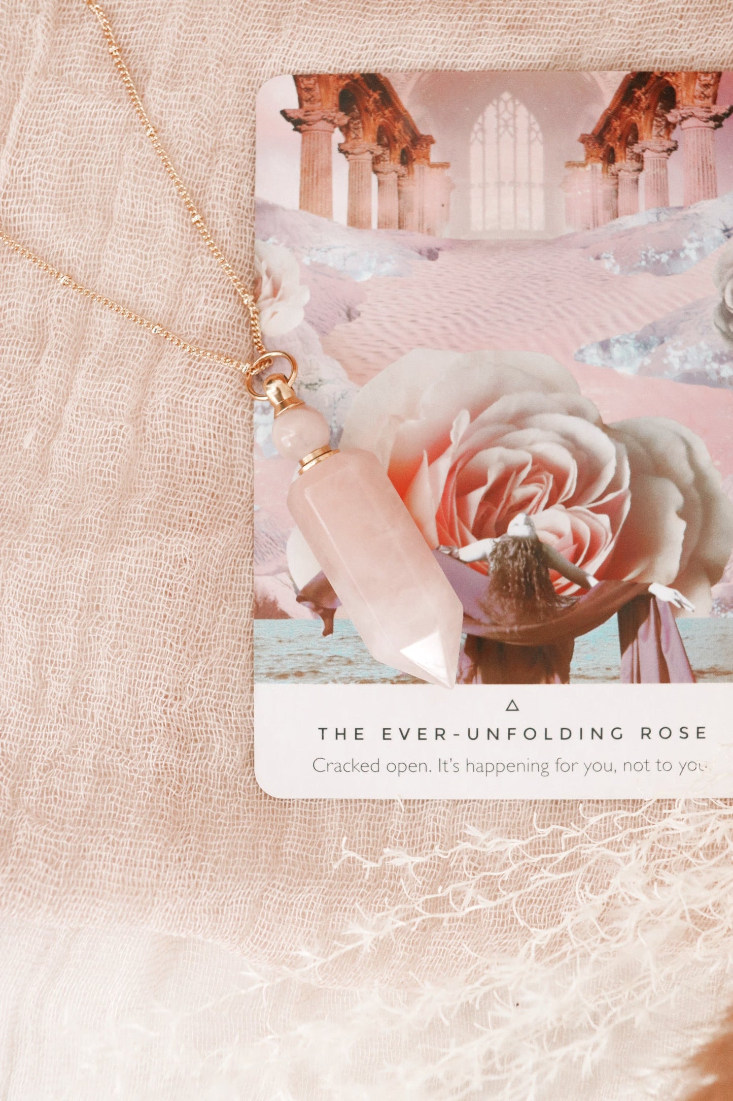 Potion bottle necklace | rose quartz by Terra Luna Sol