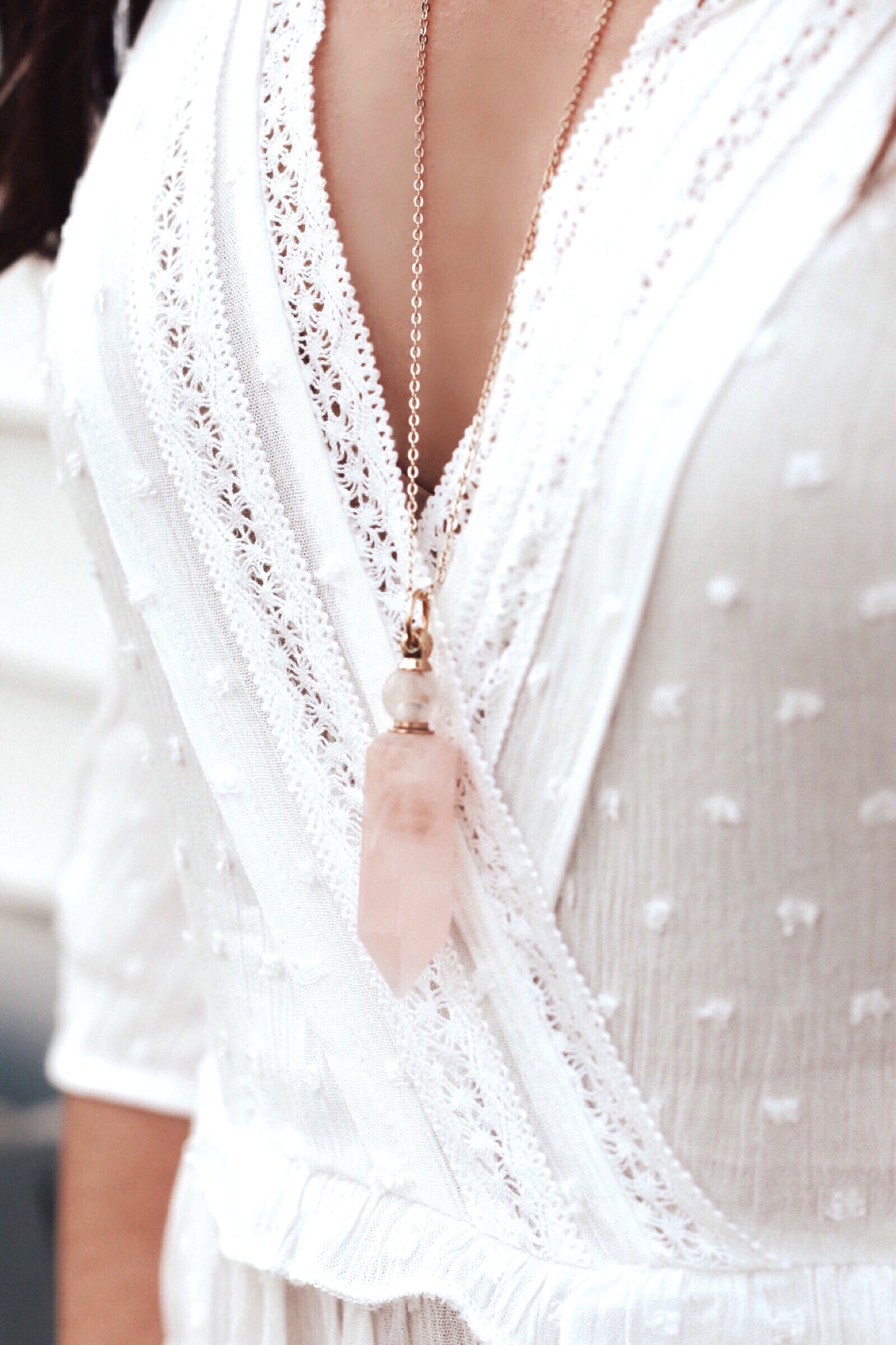 Potion bottle necklace | rose quartz by Terra Luna Sol