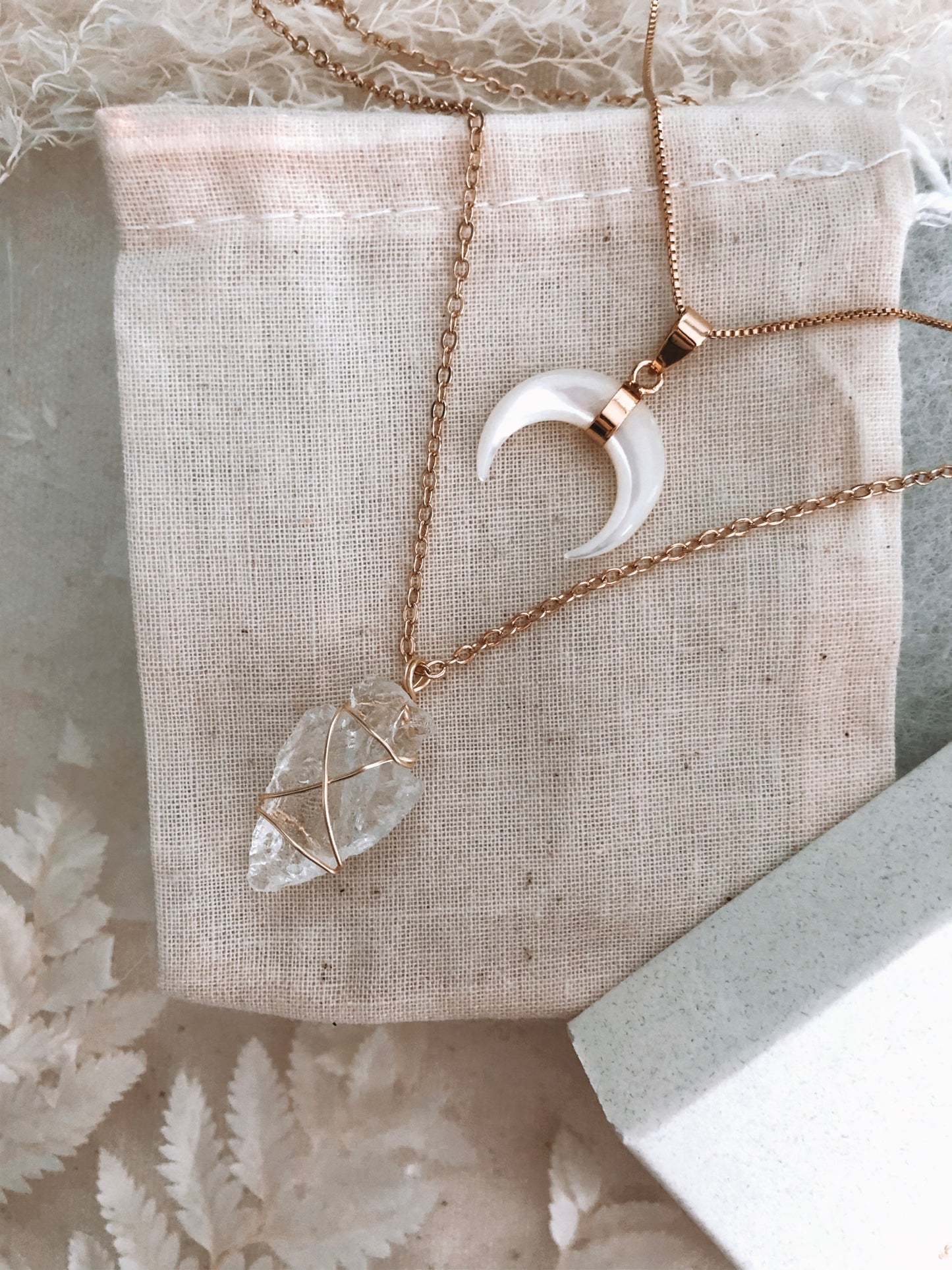 Mother of pearl crescent necklace by Terra Luna Sol