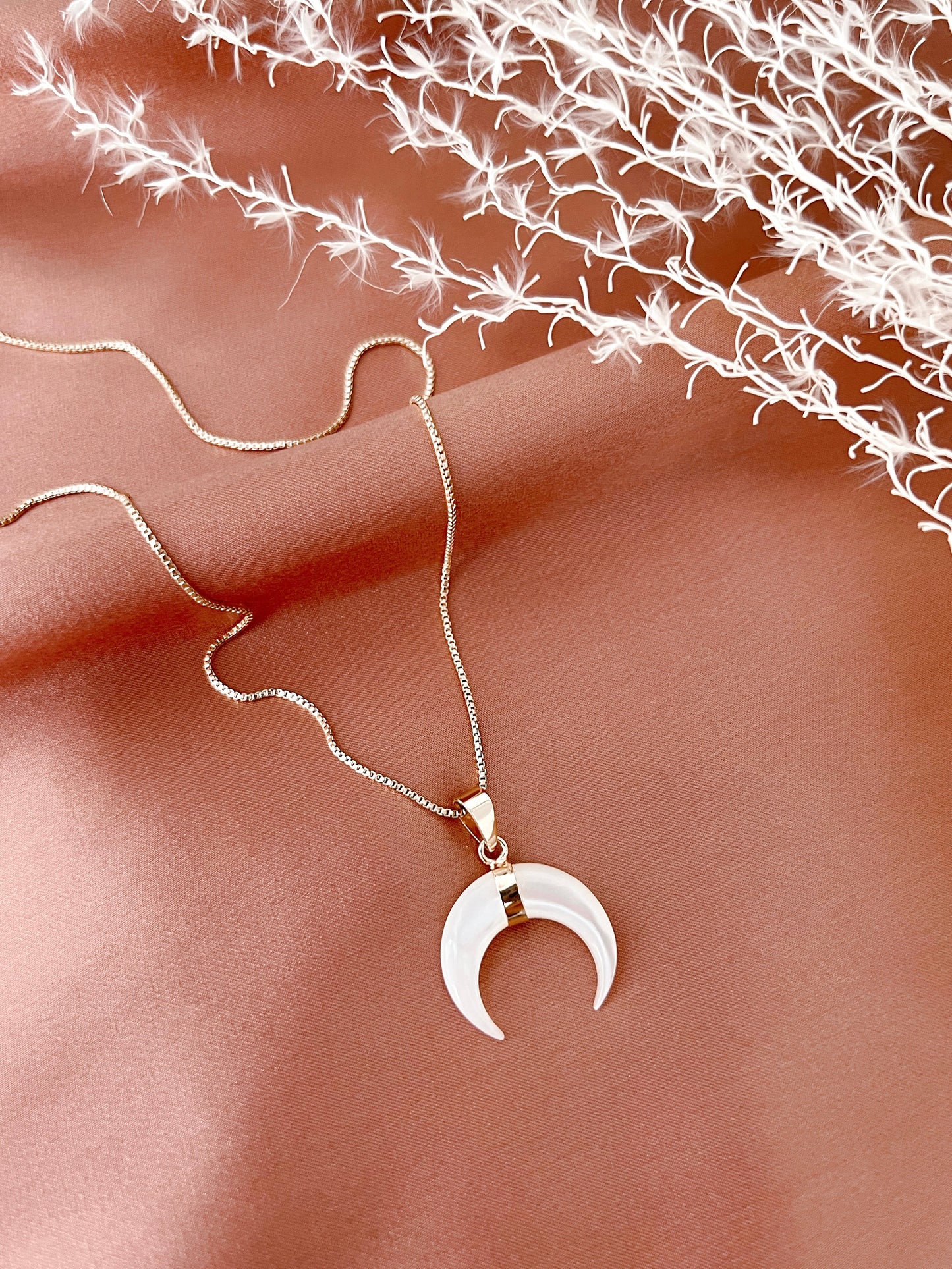 Mother of pearl crescent necklace by Terra Luna Sol