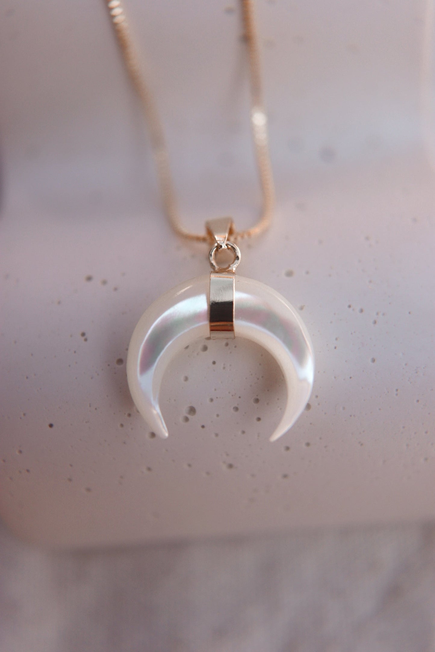 Mother of pearl crescent necklace by Terra Luna Sol