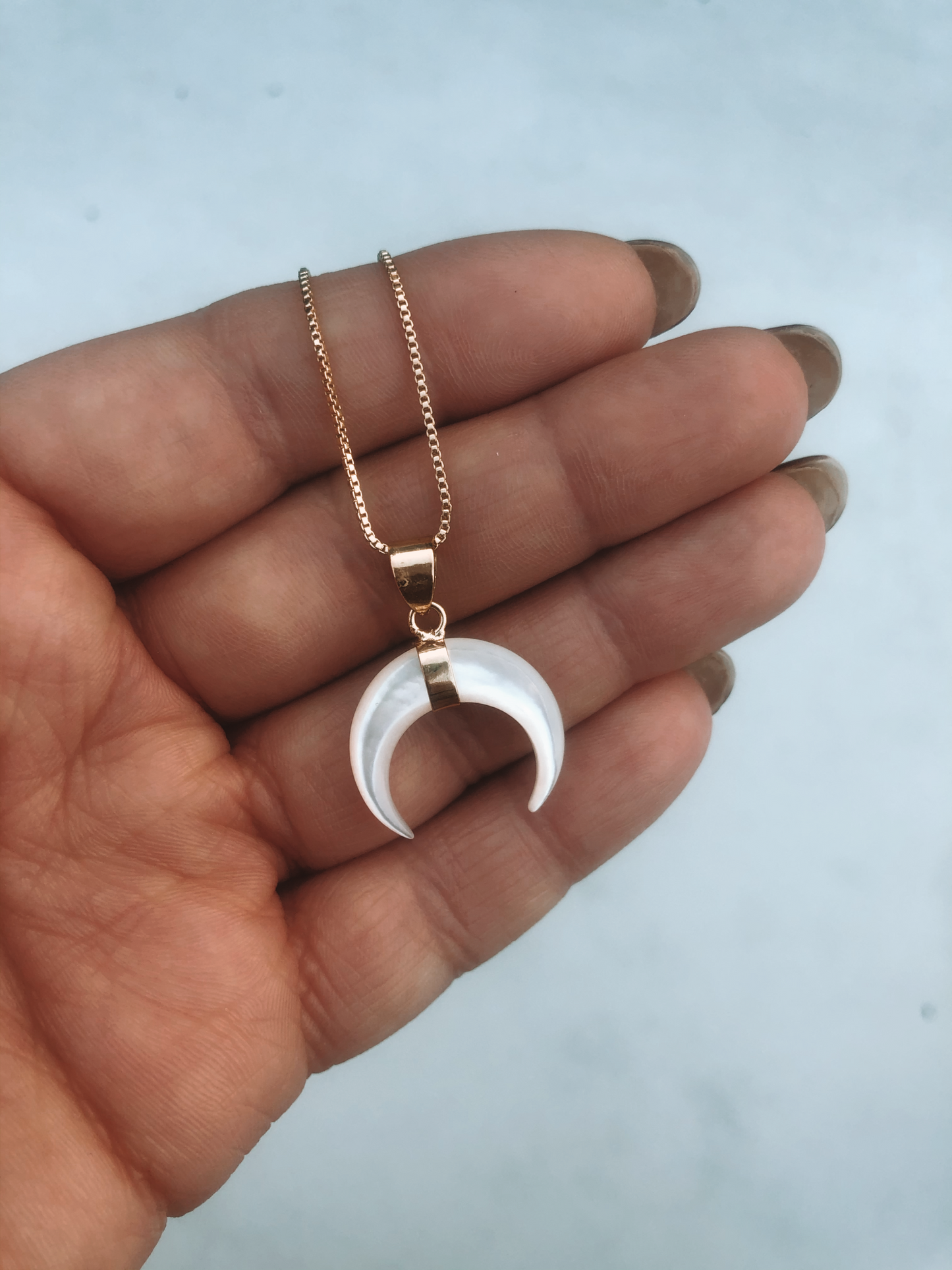 Mother of pearl crescent necklace by Terra Luna Sol