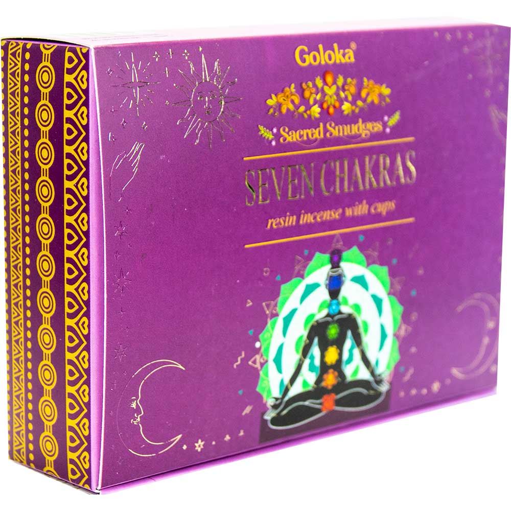 Goloka Sacred Smudges Resin Cups - Seven Chakras (Pack of 6)