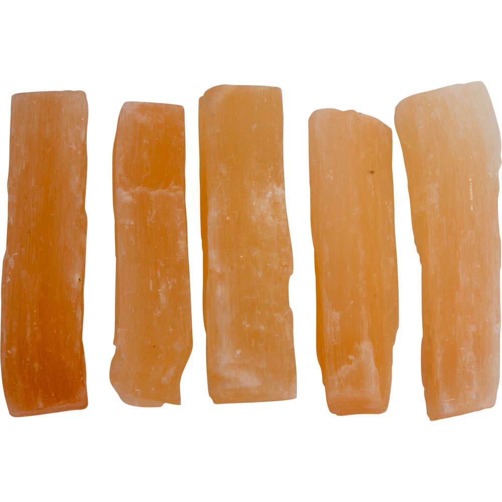 Orange Selenite Wands – Raw Sacral Chakra Crystal for Energy Cleansing (Pack of 5)