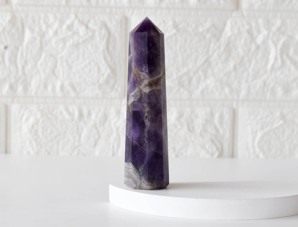 Amethyst Crystal Tower | Healing Obelisk Point | Natural Gemstone Tower